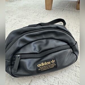 ADIDAS Black Faux Leather Belt Bag